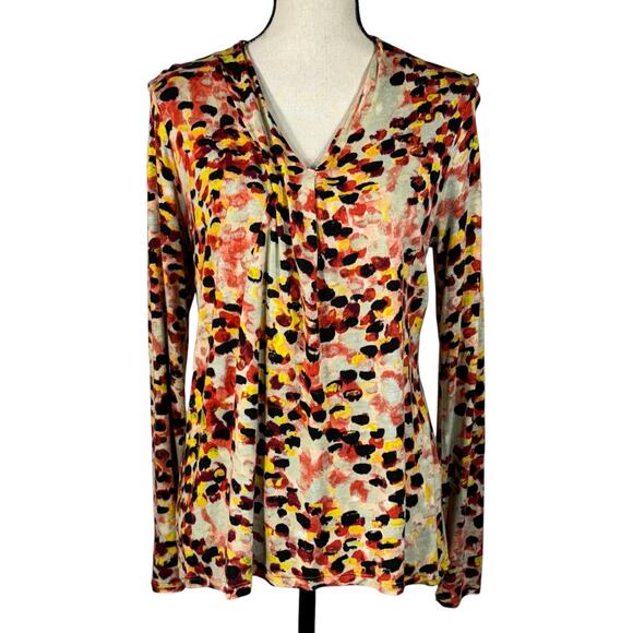 Simply Vera Vera Wang Large Top Abstract V-Neck Long Sleeve Stretch Lightweight - Picture 1 of 8
